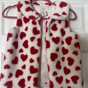Max Studio Kids Red and White Faux Fur Vest